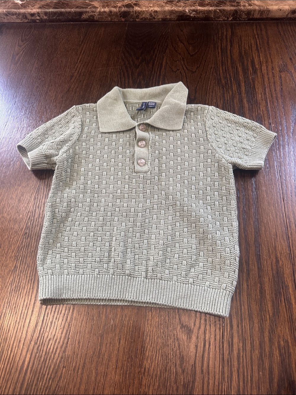 Janie and Jack Kids Textured Polo Shirt in Light Sage